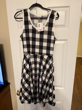 LuLaRoe Nicki - Black and White Buffalo Check Midi Dress